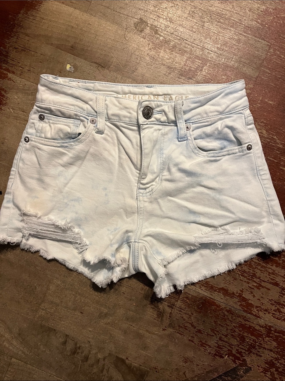 American Eagle Outfitters White Distressed Denim Cutoff Shorts